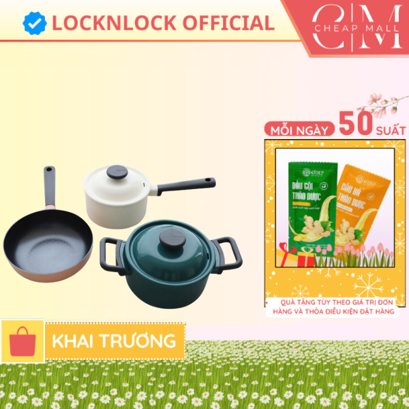 Bộ nồi chảo sâu lòng LocknLock 3 món Decore  LDE1181IHS01 - CHEAP CHL