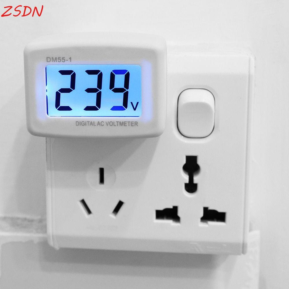 Máy đo điện áp phẳng treo tường ZSDN Phích cắm EU / US DM55-1 cho thiết bị gia dụng Plug Volt Meter