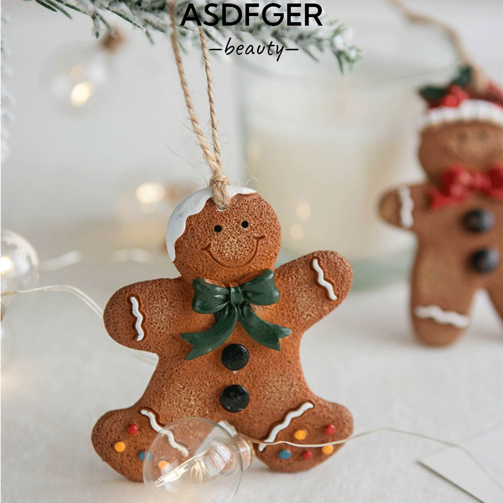 ASDFGER Đồ trang trí cây thông Noel, Gingerbread Man Nhựa Gingerbread Man Mặt dây chuyền, Màu nâu đá