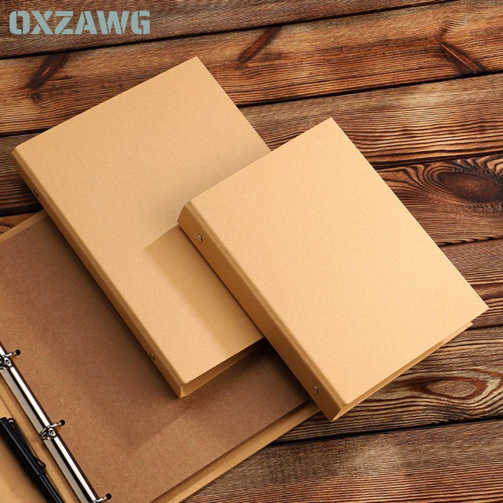 OXZAWG Kraft Paper Binder Cover, Vintage A5 B5 A4 Binder File Clip, Giấy Kraft Perforated Binder Fol