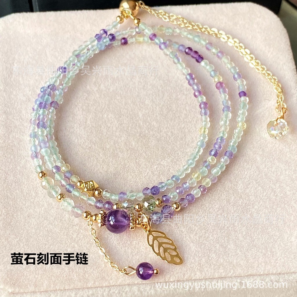 Có Thể Điều Chỉnh Kích Thước Tự Nhiên Nhiều Màu Sắc Fluorite Tím Fluorite Xanh Fluorite Mặt Hạt Tròn