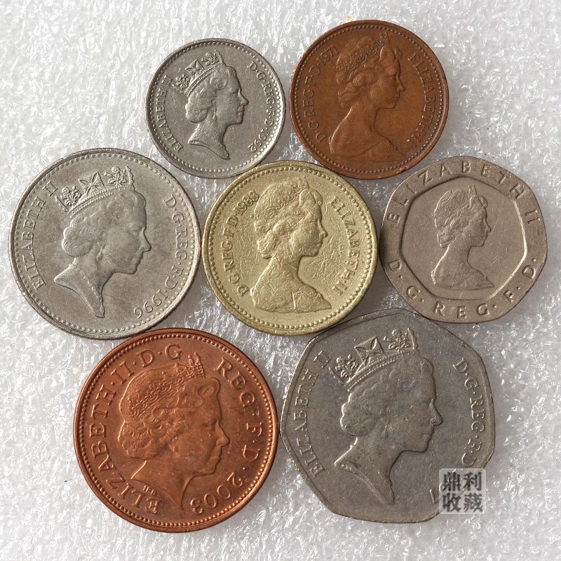 Baozhen Vương quốc Anh 7 Miếng Trọn Bộ 1-50 Pence-1 Pound Tiền tệ khác nhau Tiền giấy Tiền tệ Tiền t