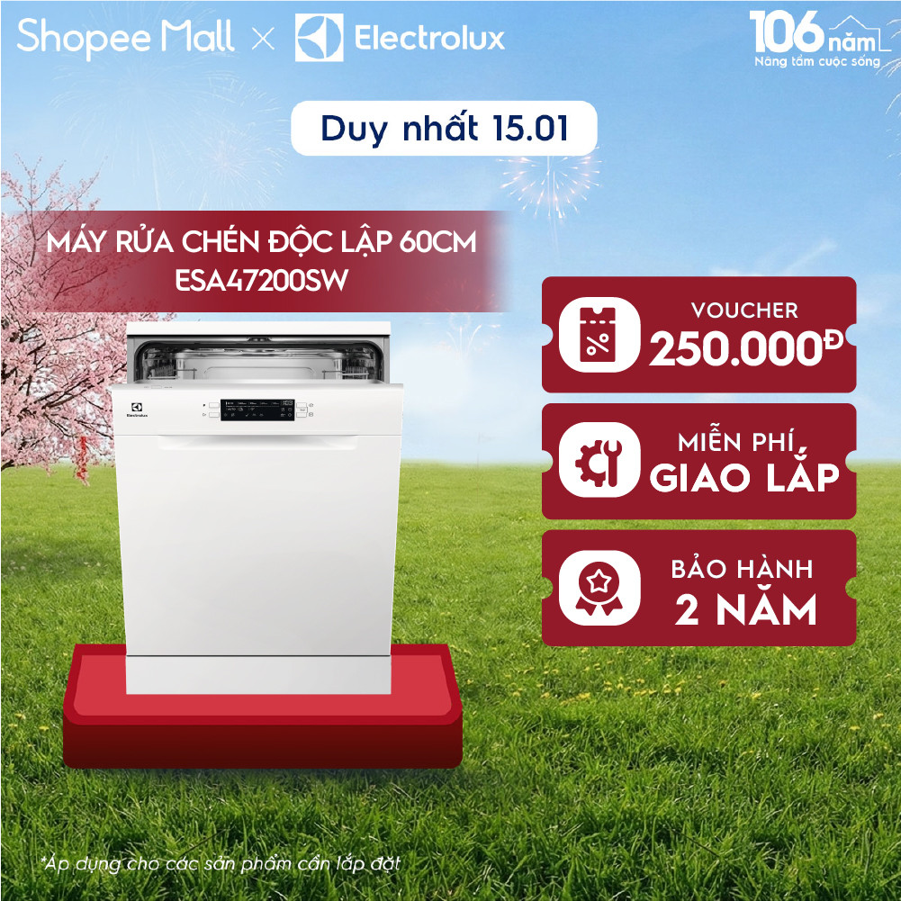 Free giao lắp - Máy rửa chén độc lập Electrolux 60 cm UltimateCare 300 cho 13 bộ chén đĩa ESA47200SW