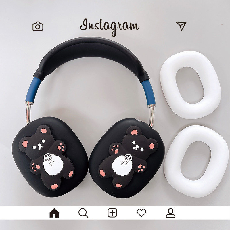 Thích hợp cho Vỏ bảo vệ tai nghe Apple / Apple AirPods Max 2 mới Tạp dề Black Bear airpod max Earmuf