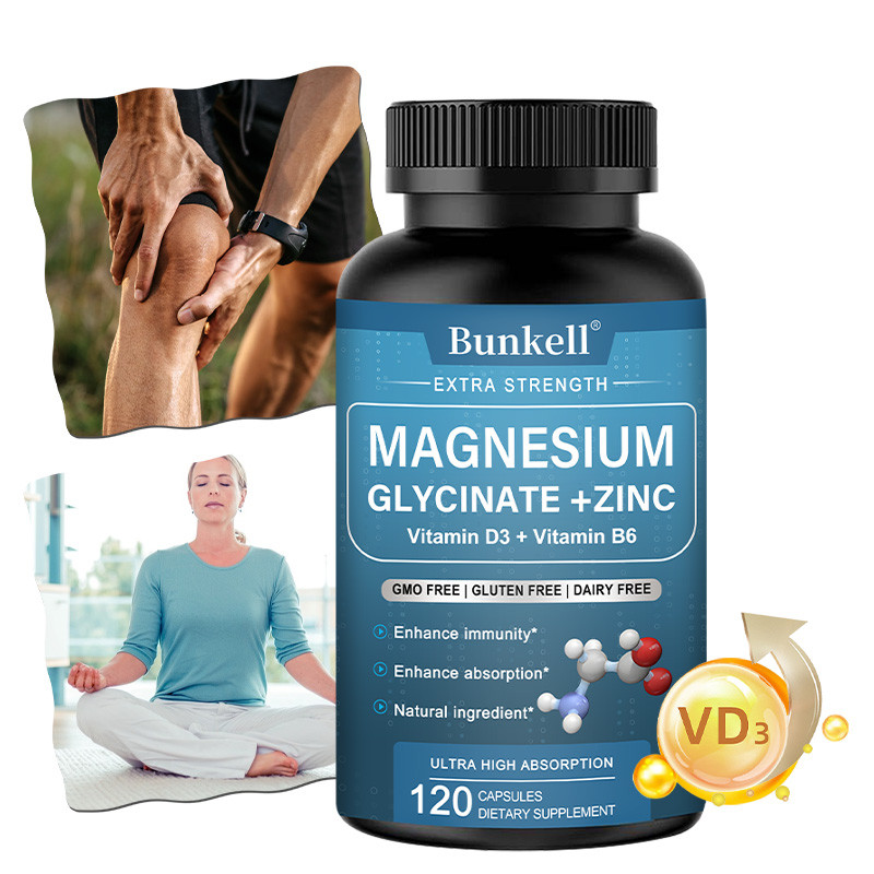 Viên uống bổ sung Magnesium Glycine của Bunkell – Chứa kẽm và vitamin – Hỗ trợ sức khỏe cơ bắp, xươn