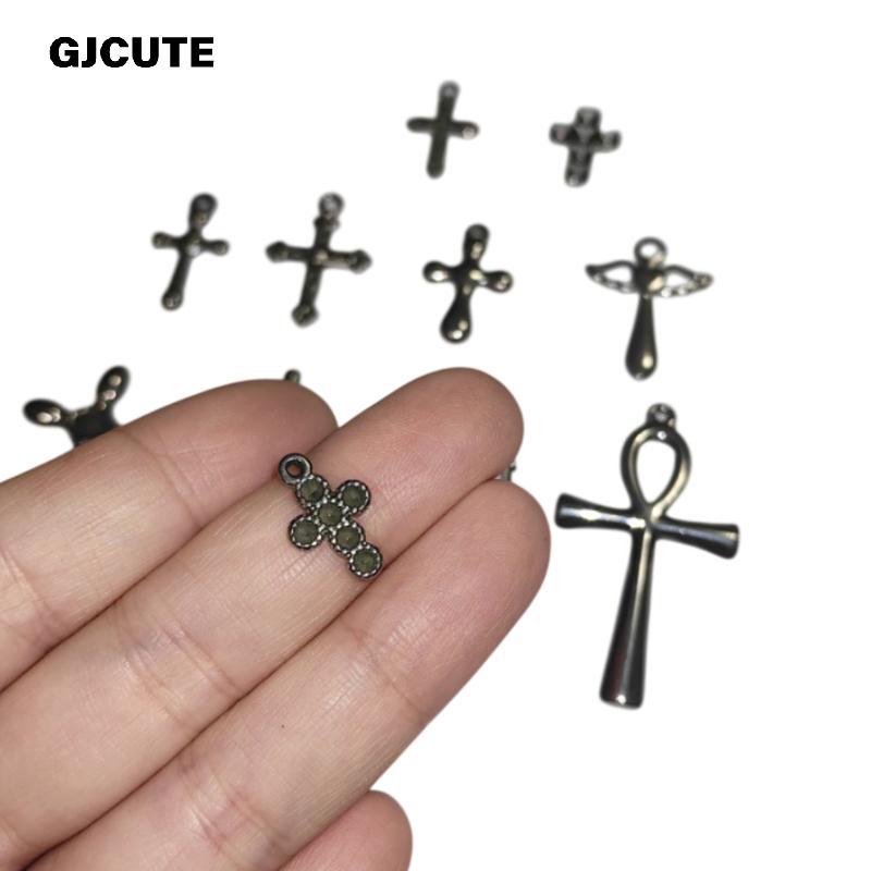 GJCUTE - Bộ 3 Trang Sức Punk Grunge, Mặt Dây Chuyền Đinh Tán và Chữ Thập, Style Thời Trang 90s Gothi