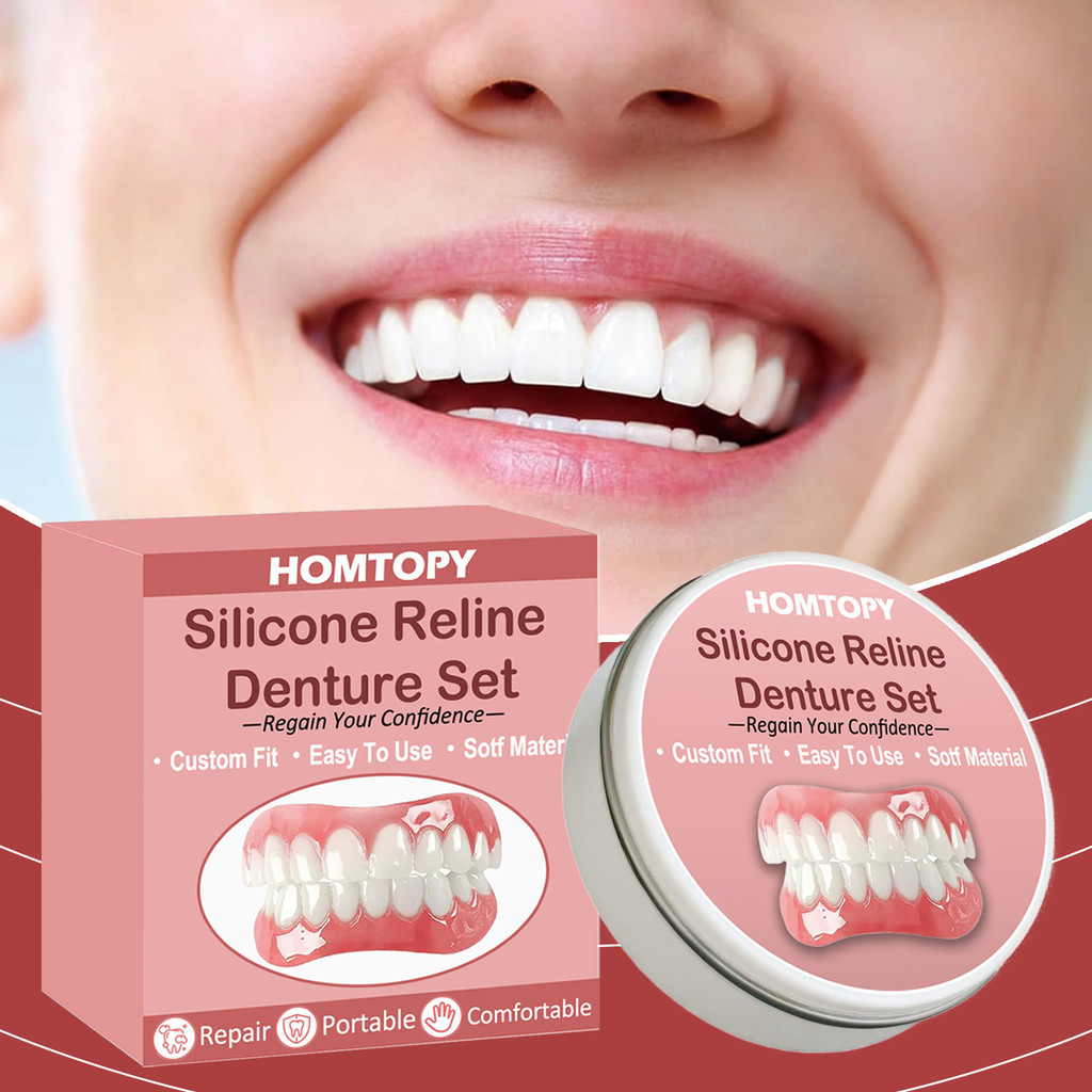 Hàng sẵn có Vận chuyển nhanh Nhãn dán răng giả Bộ miếng dán răng giả silicon Mô phỏng Niềng răng giả