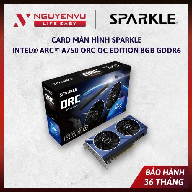 [CHÍNH HÃNG] Card Màn Hình SPARKLE Intel® Arc™ A750  ORC OC Edition 8GB GDDR6 - BẢO HÀNH 36 THÁNG