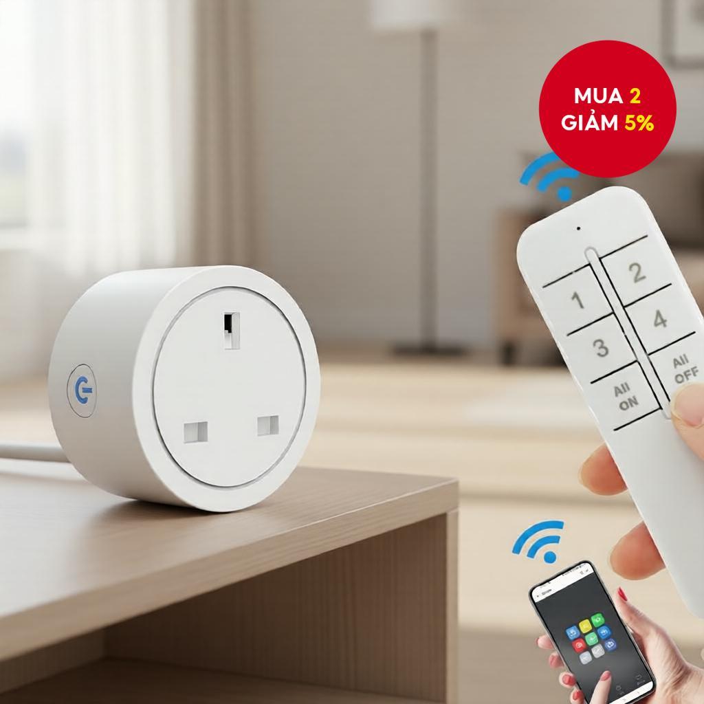 Ổ cắm thông minh WiFi UK tương thích với App eWelink, điều khiển từ xa cho Alexa và Google Home