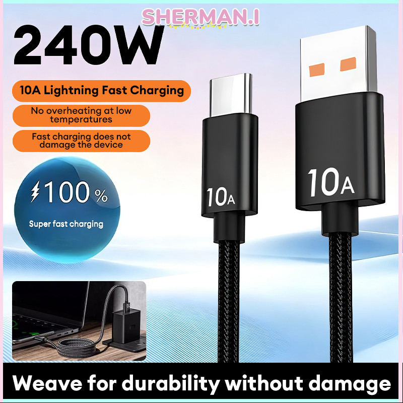 Cáp sạc siêu nhanh 10A Type-C tự động ngắt nguồn cáp sạc ô tô cho Huawei Xiaomi Samsung-SN-SN