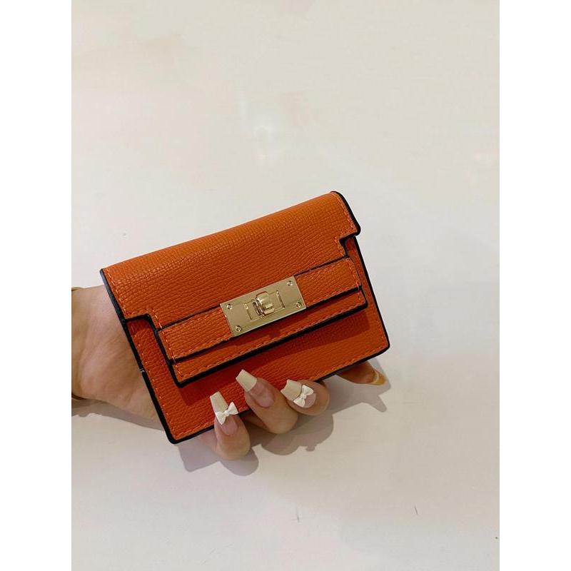 Hộp đựng thẻ tín dụng màu trơn dành cho nữ, Quà tặng bạn gái, Ví da Pu nhỏ thời trang, Túi đựng thẻ 