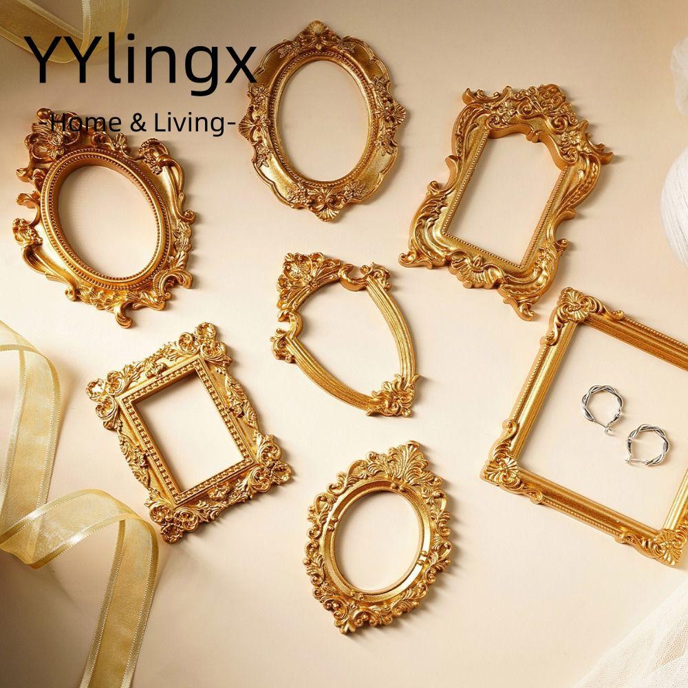 YYLINGX DIY Shadow Box Frame, DIY Gold Mini Photo Frames, Vintage Wedding Photo Display Frame Quà tặ
