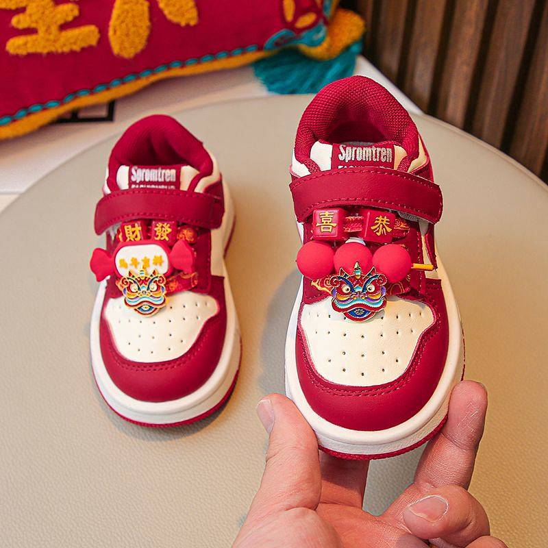 Baby Shoes Children's Toddler Winter Soft Bottom Boy Sneakers Girls New Year Red Shoes Lightweight N