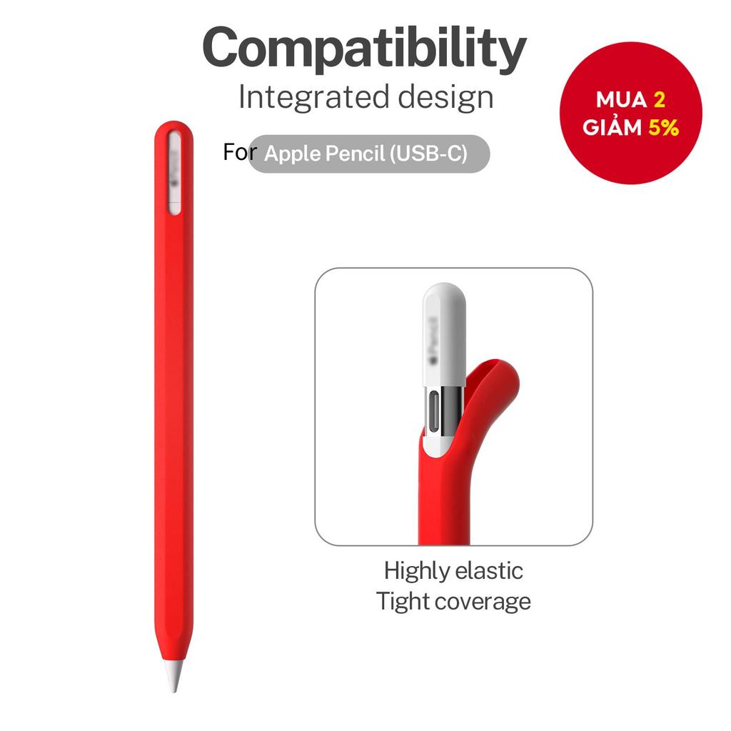 Thích hợp cho Apple Pencil Pro & Ốp silicon thế hệ thứ 2 USB-C - Bảo vệ cho bút cảm ứng máy tính bản