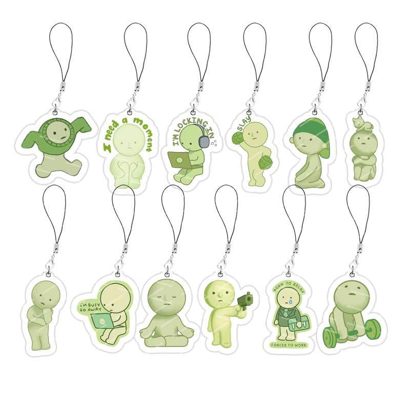 Acrylic Smiski Mobile Phone Charms Smiski Small Pendant Phone Key Chain Key Ring Fans Gift