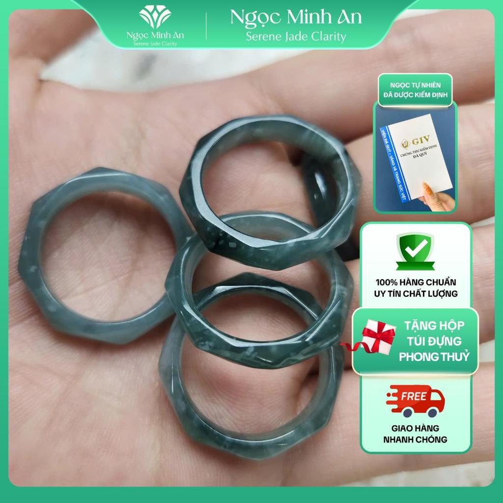 NMA Nhẫn Ngọc Lam Ngọc Khởi Quang type A - Bản chạm khắc cắt cạnh