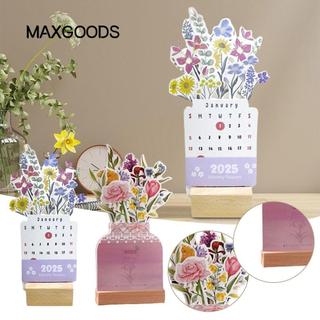 Maxgoods Lịch để bàn hoa nở, Lịch để bàn năm quà tặng, Trang trí bàn văn phòng di động Hình bình hoa Công cụ lập kế hoạch hàng tháng để bàn Lịch lật cho gia đình