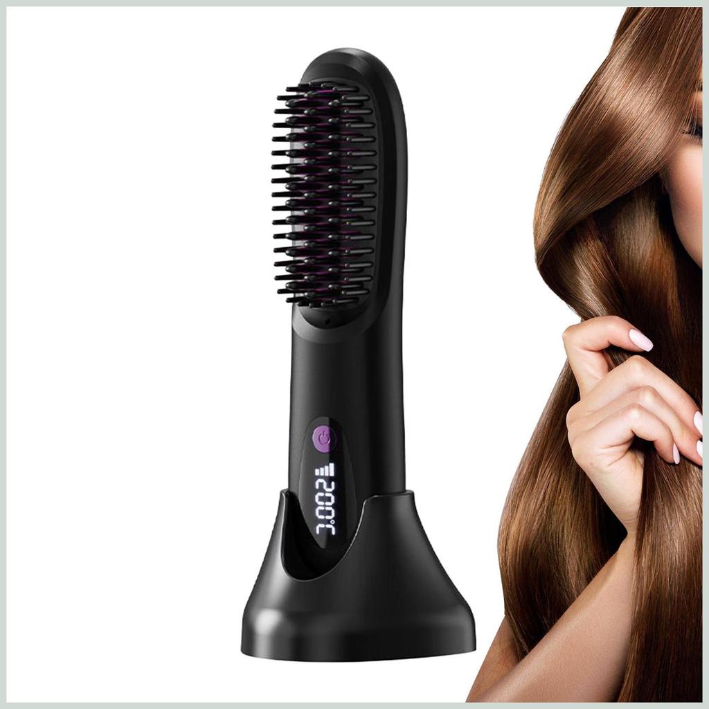 Bàn chải thẳng Ionic Máy duỗi tóc nóng Lược dụng cụ chải lông làm nóng chống bỏng có màn hình LCD ki