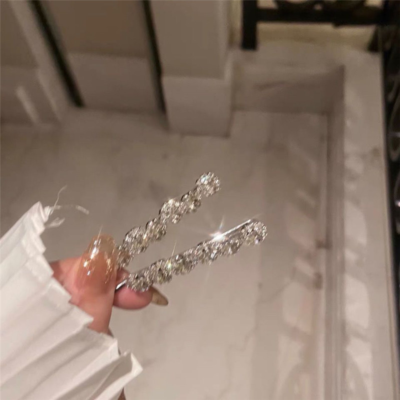Spot Goods#Girl Group Style Austrian Sparkling Diamond Hair Clip One-word Clip Bangs Side Clip Cryst