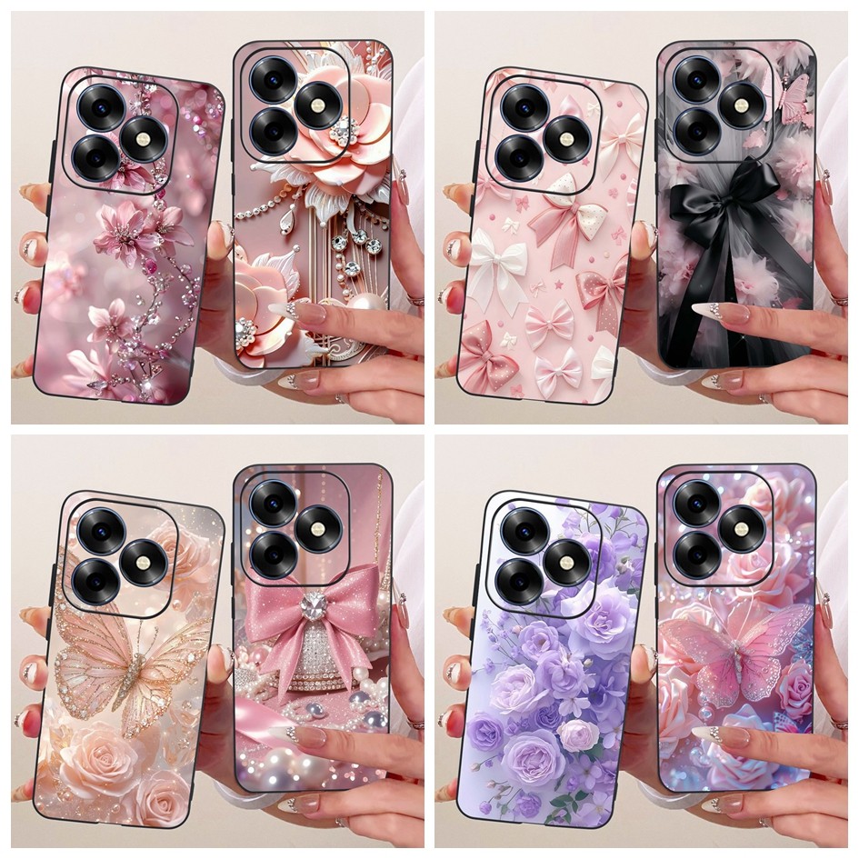 Vỏ Mới Cho Itel S23 Plus Ốp Lưng S681LN Hoa Nơ Thời Trang Silicon Mềm Vỏ Điện Thoại Cho Itel S23 Plu