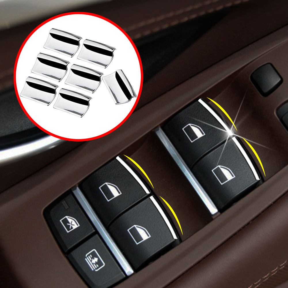 Nút Nâng Cửa Sổ Ô Tô Kim Sa Lấp Lánh Miếng Dán Bao Viền Cho Xe BMW 5 Series 5GT 2012 - 2016 2017 201