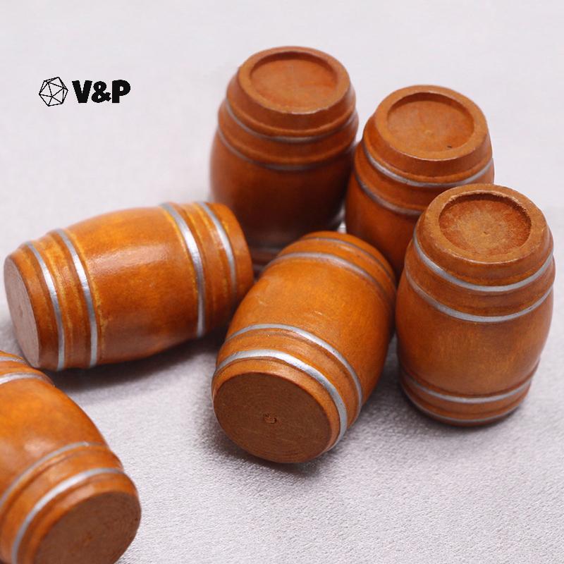 V & P Mini Gỗ Đỏ Thu Nhỏ Bia Vỏ Bia Bia Keg Cho Búp Bê Trang Trí Nhà Cửa