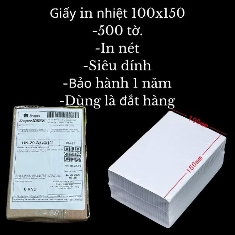 Giấy in nhiệt A7 500 tờ khổ 75*100mm 3 lớp chống chuyên dụng cho máy in nhiệt, In máy A318BT note tr