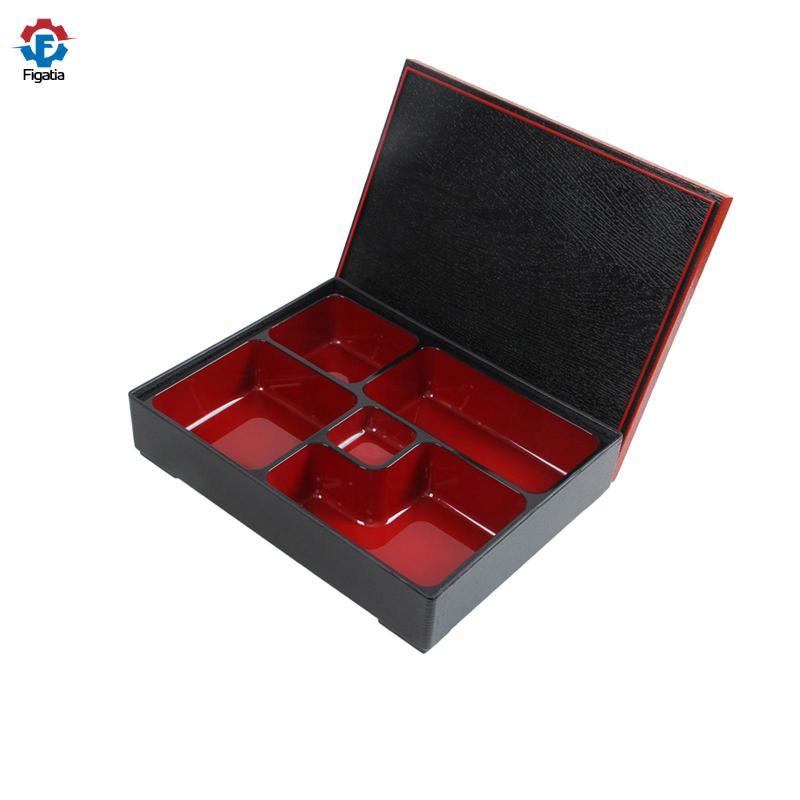 Hộp Bento Nhật Bản Hộp Cơm Trưa Bento 5 Ngăn Đỏ Đen Có Nắp Phục Vụ