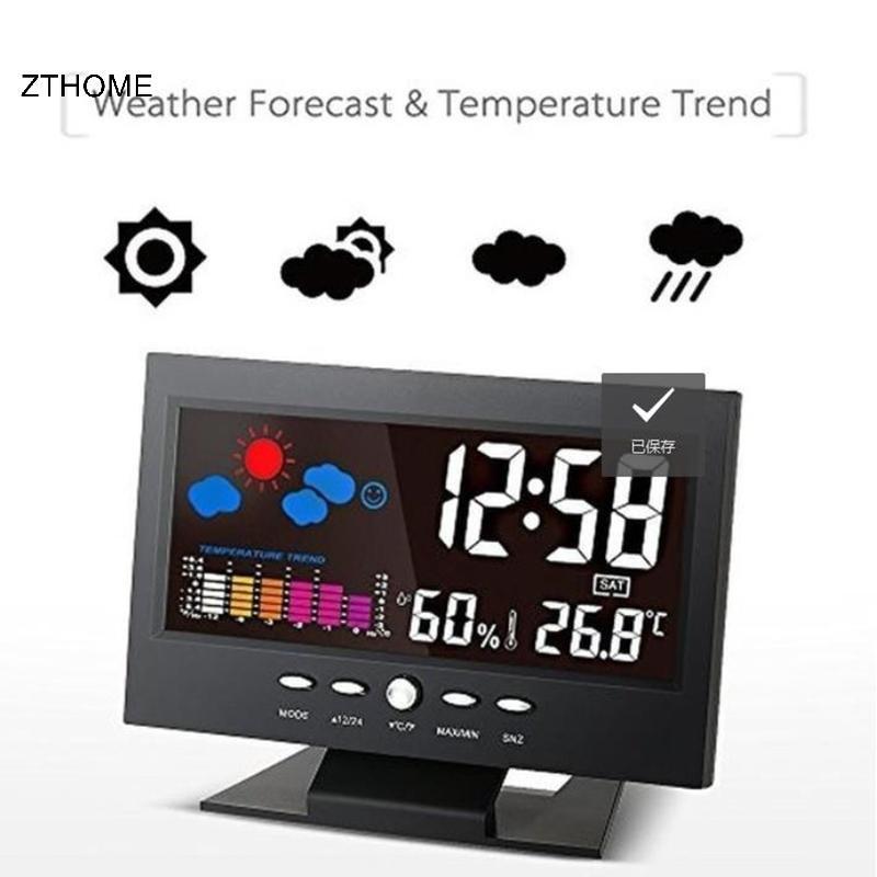 ZTHOME Màn hình màu LCD Kỹ thuật số Balight Báo động báo động Clo Trạm dự báo thời tiết Nóng