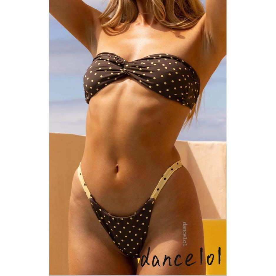 Dance1o1-Bộ bikini ống chấm bi gợi cảm dành cho nữ