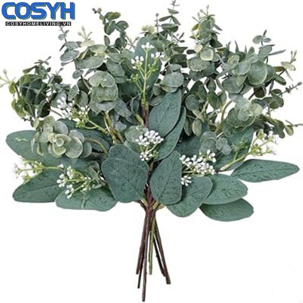 <cosyh>10 Artificial Eucalyptus Leaves Stems for Vase Filler and For Wedding Decoration