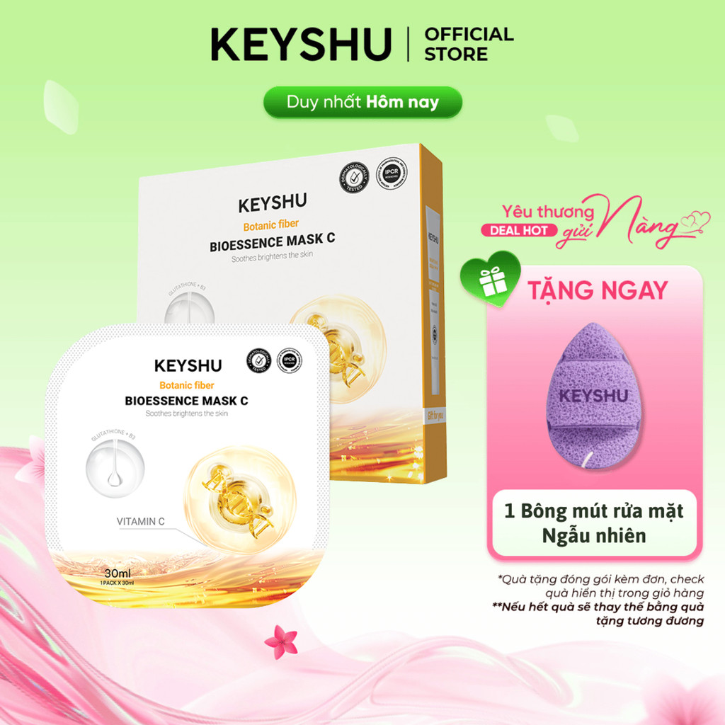 Mặt Nạ Bioessence Mask - Vitamin C KEYSHU Dưỡng Ẩm, Làm Dịu Và Sáng Da 10 Miếng 30ML