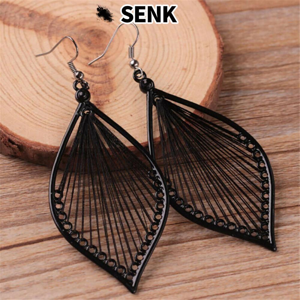 SENK Bông Tai Lá Tòn Ten Vintage Style Boho Đen, Trang Sức Thời Trang