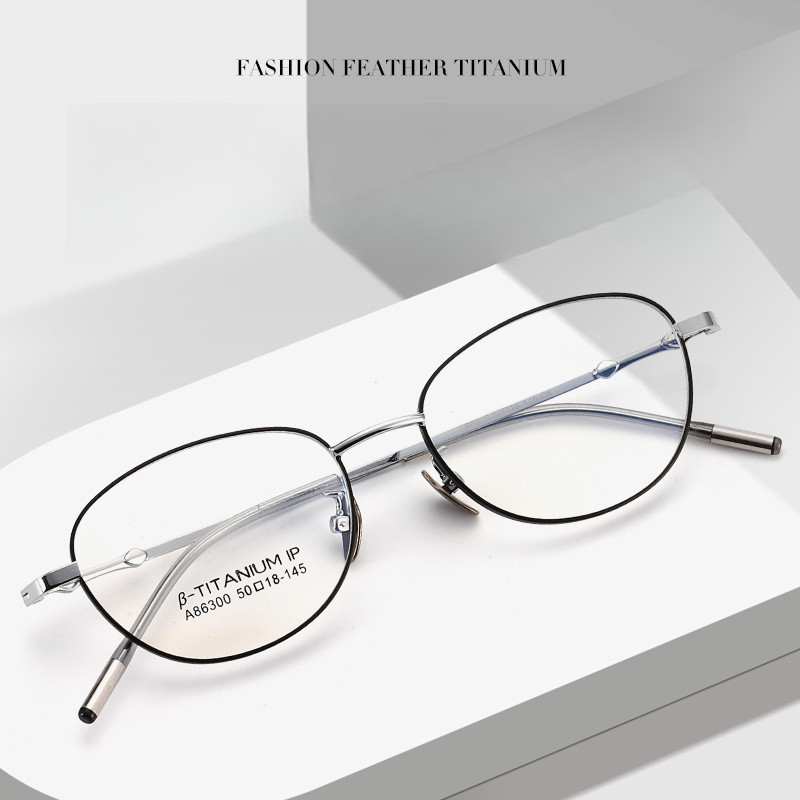 Cat-eye small-frame semi-titanium alloy glasses Fashionable Women's Prescription Glasses High-precis