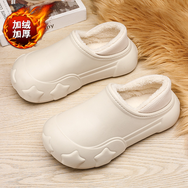 Dép Cotton Fuyuan Ke phong cách cặp đôi Dép lót lông cừu ấm áp mùa đông