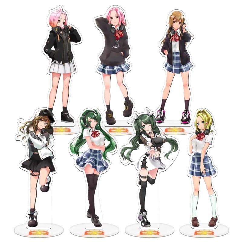 Standee Anime D4DJ First Mix mô hình mica trang trí bàn học nhân vật Aimoto Rinku Akashi Maho Ohnaru