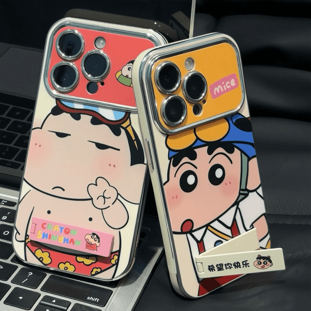 Bier Crayon Shin-Chan Thích Hợp Cho Apple 15promax Ốp Điện Thoại iPhone14 Niche xs Bracket xr Dễ Thư