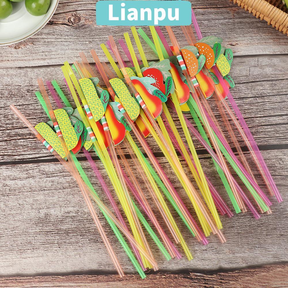 LIANPU 50 Ống Hút Nhựa Nước Trái Cây Phối Màu Trái Cây Cocktail Thanh Tiếp Liệu