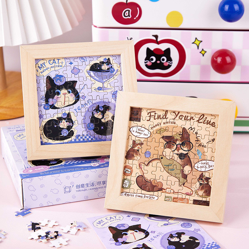 Cdaily|64 Miếng Trong Đèn Pick-up 17cm Dễ Thương Xếp Hình Hộp Quà Tặng Chủ Đề Hoạt Hình Cắt Kèm Khun