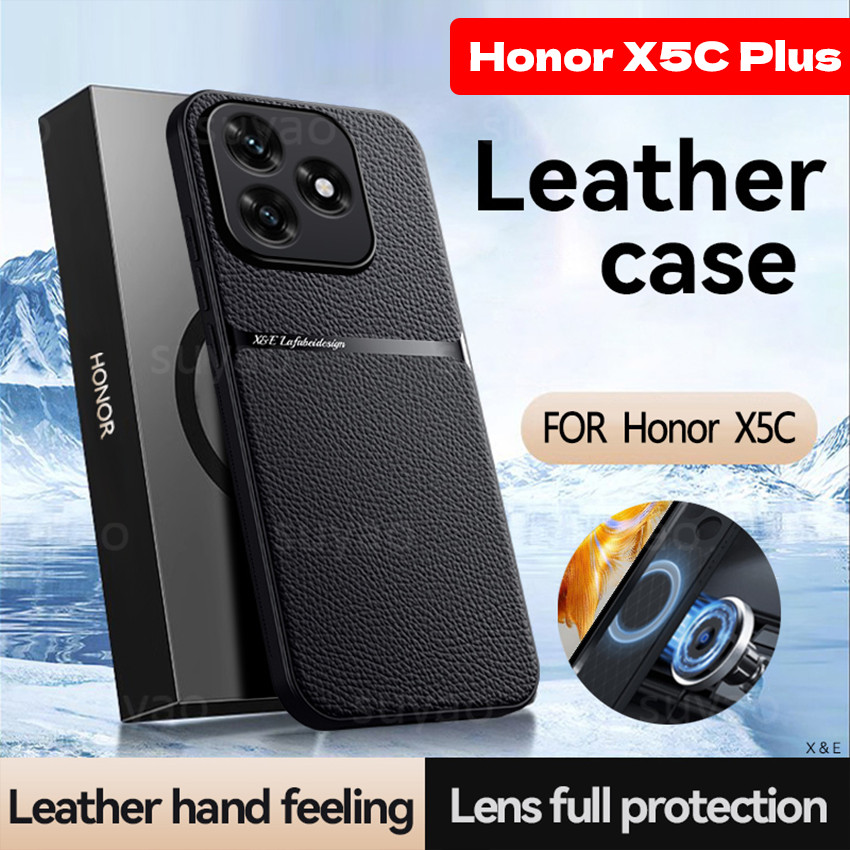 Dành Cho Honor X5C Plus X5CPlus 2026 Vỏ Điện Thoại Da PU Sang Trọng HonorX5C HonorX5CPlus Tấm Kim Lo