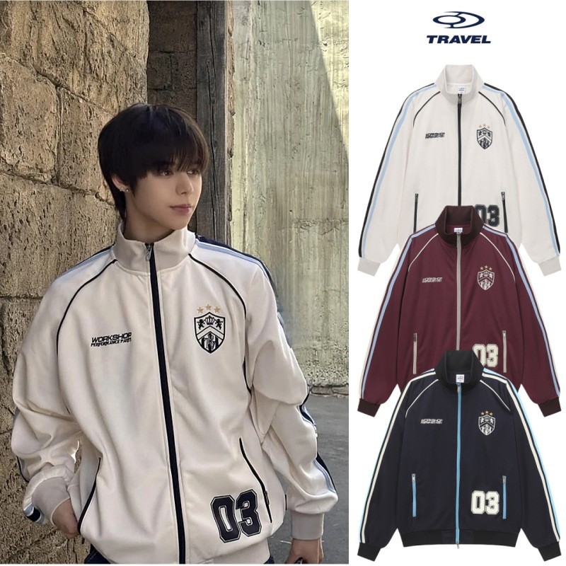 PG60 Maeda Riku jayjay Same Style travel Stand-up collar jacket, authentic American campus style, co