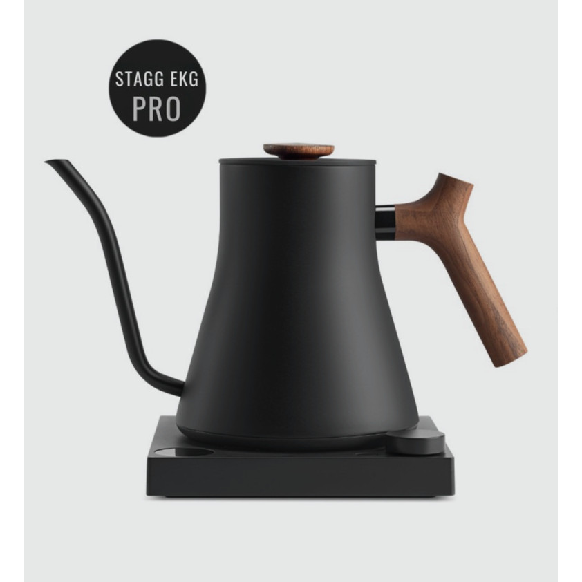 Ấm Rót Điện Fellow Stagg EKG PRO - 0.9L - 220V - Màu Đen Nhám, Tay Cầm Gỗ Walnut