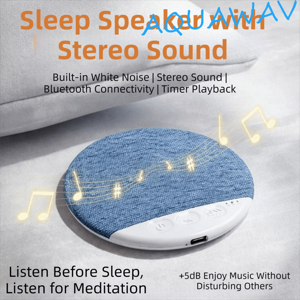 AQUAWAV Dưới Gối Loa Bluetooth, Máy Âm Thanh Mini Bluetooth 5.4, Máy Nghe Nhạc HiFi Stereo Siêu Mỏng Âm Thanh Hẹn Giờ Tắt Loa Ngủ Giảm Mất Ngủ