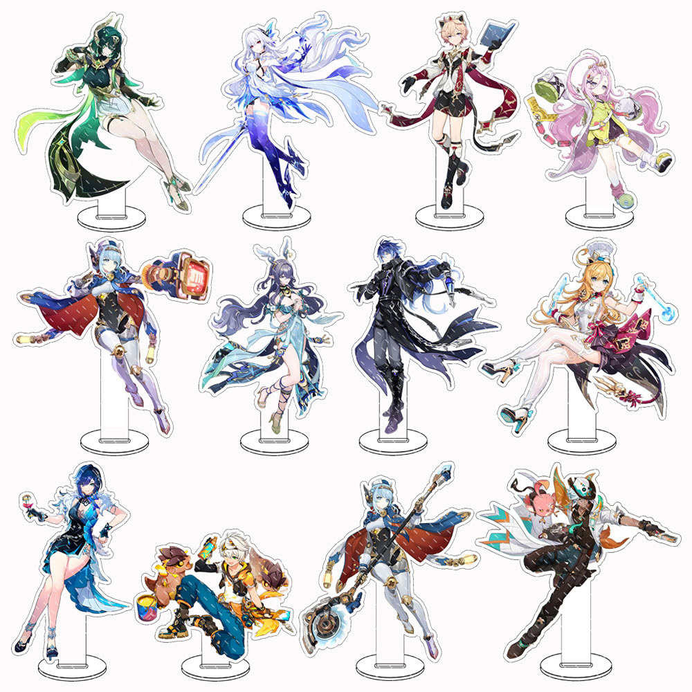 Genshin lmpact Anime Figure Acrylic Stand Lauma Flins Aino Ineffa Model Plate 1pc Desk Decor Standin
