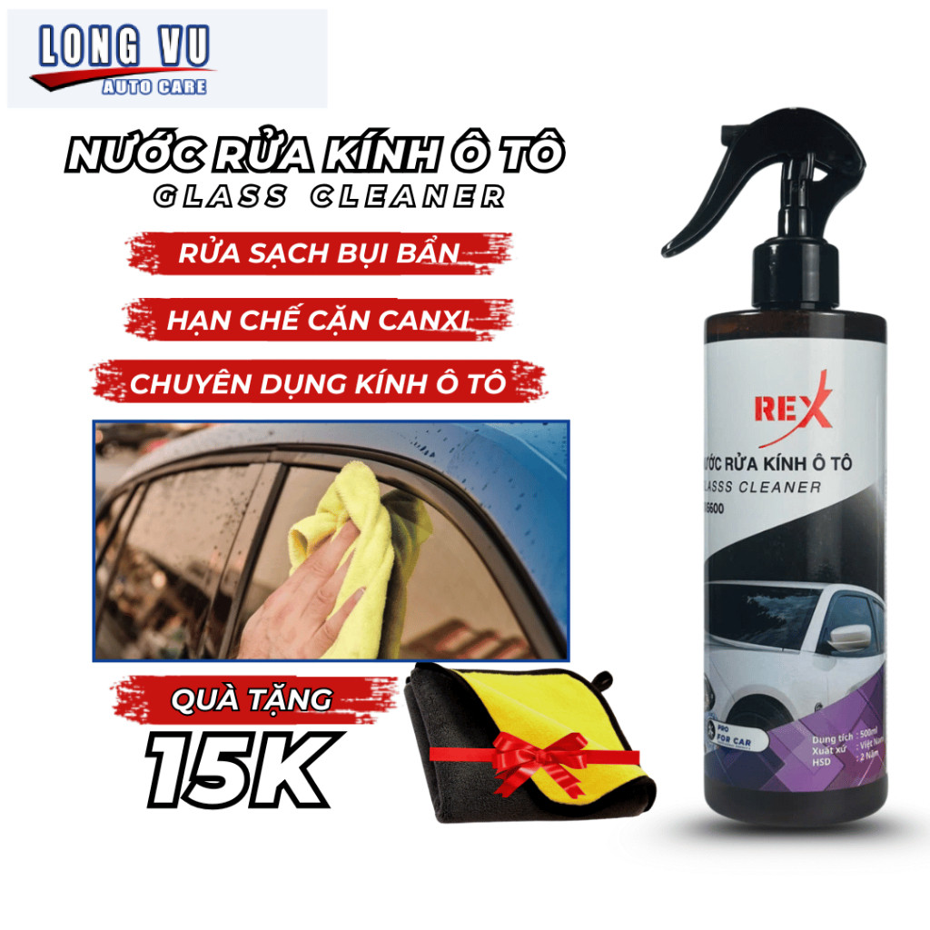 Chai xịt rửa kính ô tô REX RX6600 500ml Làm sạch vệ sinh và bảo dưỡng kính xe hơi