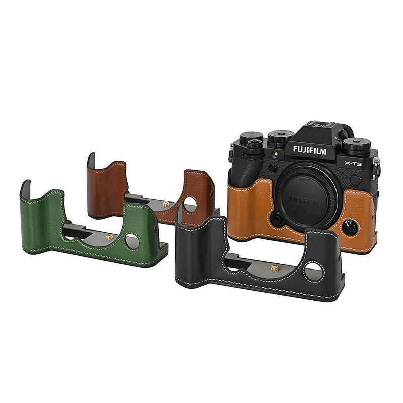 Thích hợp cho fuji XT5 Half Set Túi đựng máy ảnh Bao da Đế cửa sổ fuji Xt5 Vỏ bảo vệ