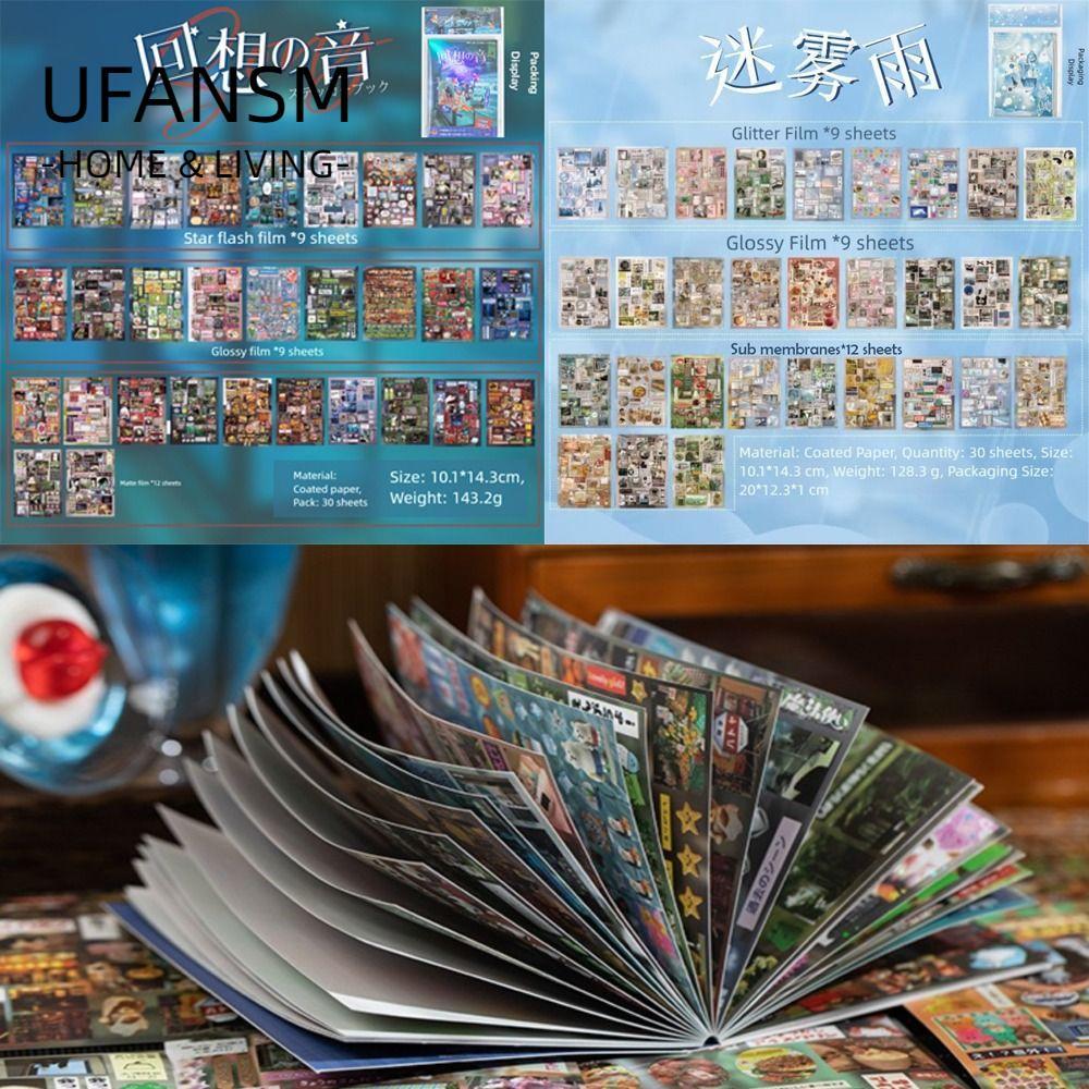 ULASM Sách Nhãn Dán Nhật Bản, Nhãn Dán Trang Trí DIY Phong Cách INS, Hiệu Ứng Lấp Lánh Showa Phong C