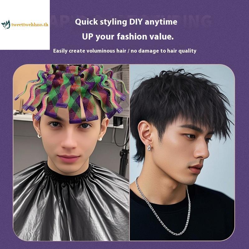 Tweettwehhno 18 / 28 Cái Magic Heatless Water Wave Hair Curler Kết cấu Thanh lăn tự động Tạo kiểu tó