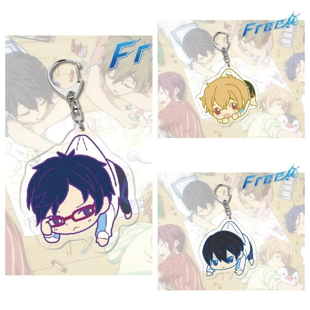 Móc khóa Anime Free Eternal Summer mica acrylic 6cm mô hình chibi Haruka Rin Makoto Nagisa phụ kiện 