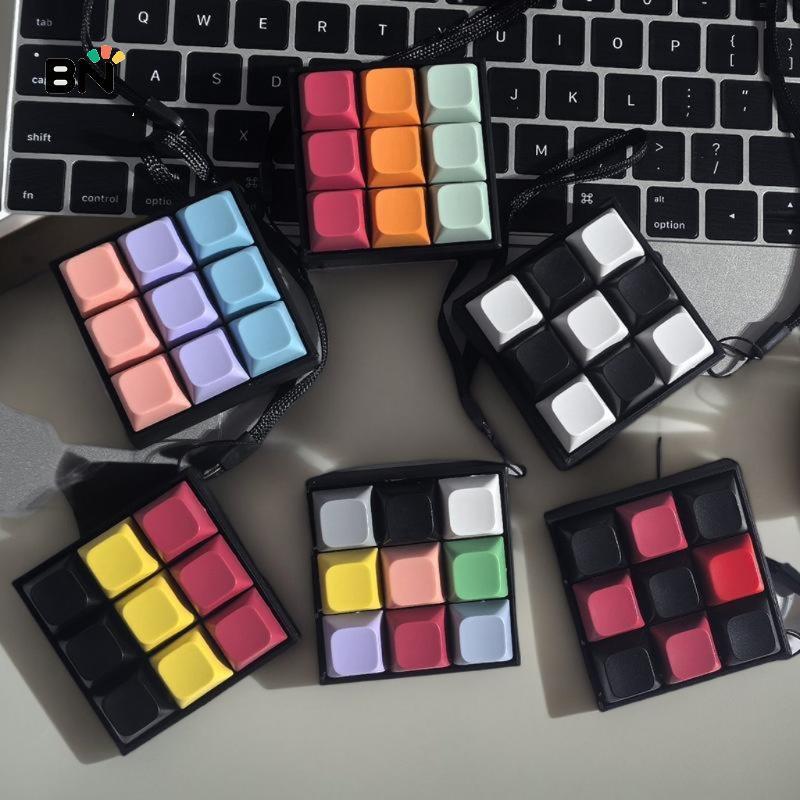 [BN] 9 Phím Bàn Phím Di Động Clier Fidget Móc Khóa Bộ Nút Để Giảm Căng Thẳng Cảm Giác Lý Tưởng Cho V